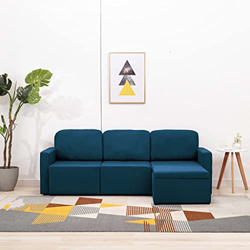 YuuSsea Modulares 3-Sitzer-Schlafsofa, Blau Stoff, vielseitig konfigurierbar, Wohnzimmer, Schlaffunktion, bequemes Loungemöbel von YuuSsea