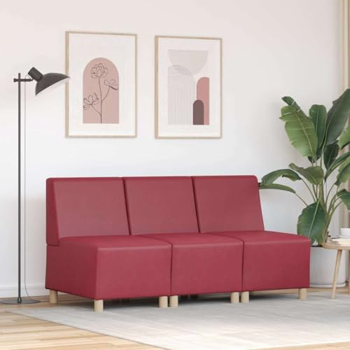 YuuSsea Modulares Armfreies Sofa, 3-Sitzer Weinrot, 55x74x82 cm, Kunstleder, Stabil, Schick für Wohnzimmer, Vielseitig YuuSsea Modulares Armfreies Sofa, 3-Sitzer Weinrot, 55x74x82 cm, Kunstleder, Stabil, Schick für Wohnzimmer, Vielseitig von YuuSsea