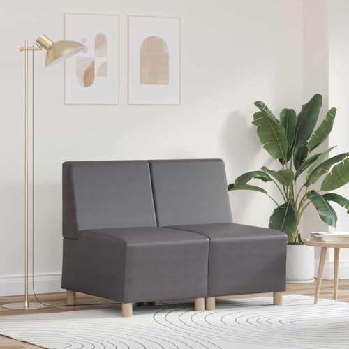 YuuSsea Modulares Armfreies Sofa 2er Set Grau, 55 x 74 x 82 cm Kunstleder, Wohnzimmer Couch mit Schaumstofffüllung, langlebige Lounge Stühle von YuuSsea