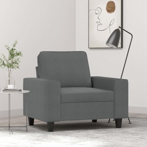YuuSsea Sessel Dunkelgrau 60 cm Sitzbreite, Stoffbezug, Metallgestell, Robust & Stabil, Wohnzimmer Lounge Stuhl, Gemütlicher Einzelsofa für Schlafzimmer und kleine Räume von YuuSsea