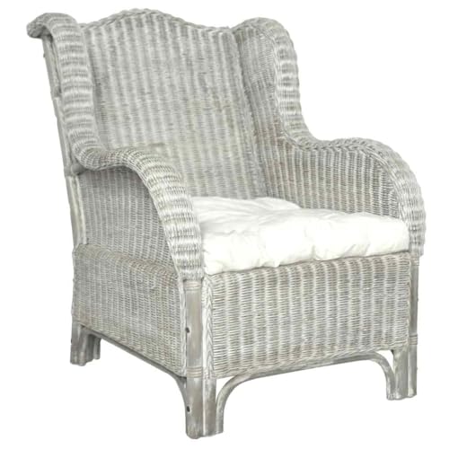 YuuSsea Sessel mit Kissen Grau, Natürliches Rattan und Leinen, 86,5x66x89 cm, Bequemer Lounge Chair für Wohnzimmer, Schlafzimmer, Entspannung YuuSsea Sessel mit Kissen Grau, Natürliches Rattan und Leinen, 86,5x66x89 cm, Bequemer Lounge Chair für Wohnzimmer, Schlafzimmer, Entspannung von YuuSsea