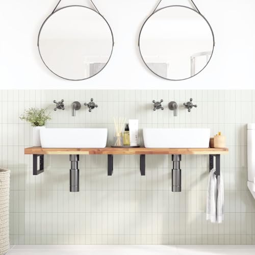 YuuSsea Tischplatte 140x40x4 cm Rechteckig aus massivem Akazienholz, vielseitiger Holzblock für Schreibtisch, Küchentheke oder Bartisch, unbehandelt, langlebig von YuuSsea