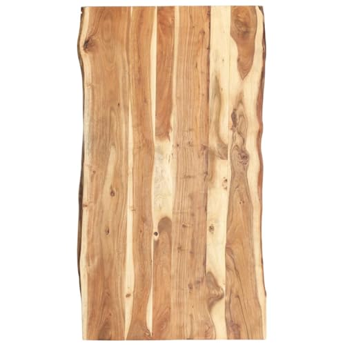 YuuSsea Tischplatte Massivholz Akazie 118x(50-60) x3,8 cm, poliert und lackiert, natürliche Baumkante, robust für Küchentisch, Schreibtisch oder Bartisch von YuuSsea