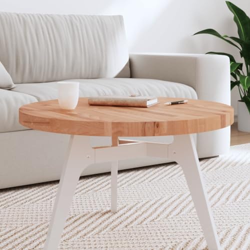 YuuSsea Tischplatte Ø70x4 cm Rund Massivholz Buche, Naturholz-Design für Couchtische, Langlebiger Ersatz-Tischaufsatz aus Holz, Unbehandeltes Holz von YuuSsea