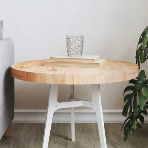 YuuSsea Tischplatte Rund Ø50x3 cm aus massivem Kiefernholz, unbehandelt, robust für Esstisch, Beistelltisch, Schreibtisch oder individuelle Möbelprojekte von YuuSsea