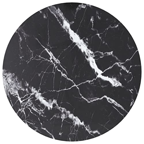 YuuSsea Tischplatte Schwarz Ø70x0,8 cm Hartglas in Marmoroptik, runde Glas-Tischplatte für Esstisch Couchtisch Beistelltisch, langlebige Küchen-Arbeitsplatte von YuuSsea