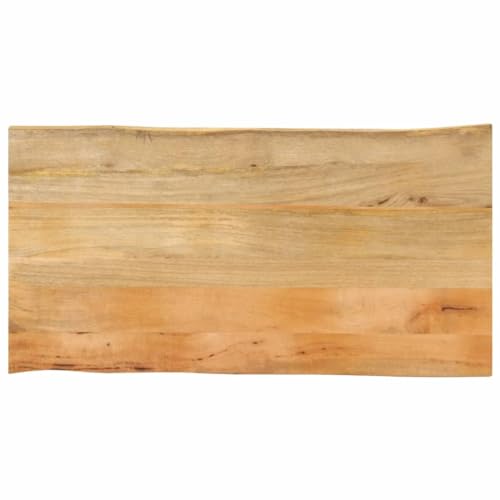 YuuSsea Tischplatte mit Baumkante 100x60x2,5 cm aus massivem Mangoholz, unbehandelt für Esstisch, Schreibtisch oder Küchentisch, robuste Holzplatte zum Aufwerten von YuuSsea
