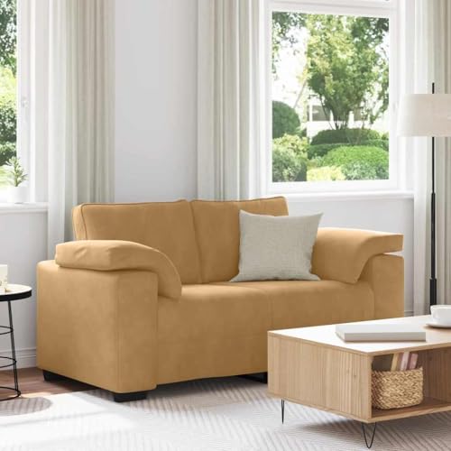 Zweisitzer-Sofa, Braun, 120 cm, Samt, mit Armlehnen, für Wohnzimmer, Schlafzimmer, Robustes Holzgestell, modernes Design Zweisitzer-Sofa, Braun, 120 cm, Samt, mit Armlehnen, für Wohnzimmer, Schlafzimmer, Robustes Holzgestell, modernes Design von YuuSsea