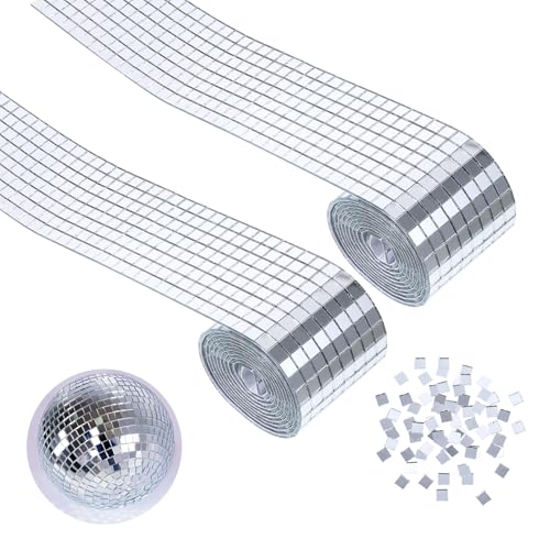 3200 Stück Mosaikfliesen Selbstklebend 5x5 mm, Mini Discokugel Deko Spiegel Mosaik Selbstklebend, für DIY Handwerk und Dekoration, Discokugel Klebestreifen Acrylglas Fliesen für KTV und Haus von Yuuchoringee