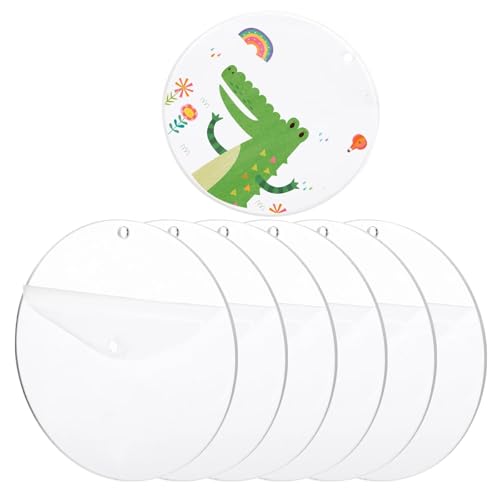 6 Stück Acrylscheibe Rund mit Loch, 15cm Acrylplatte Transparent, Stabile Acrylglas Platte 3mm Dicke, Acrylscheibe Acrylplatte rund aus Acryl für Tischnummern, Willkommensschild und DIY Geschenke von Yuuchoringee