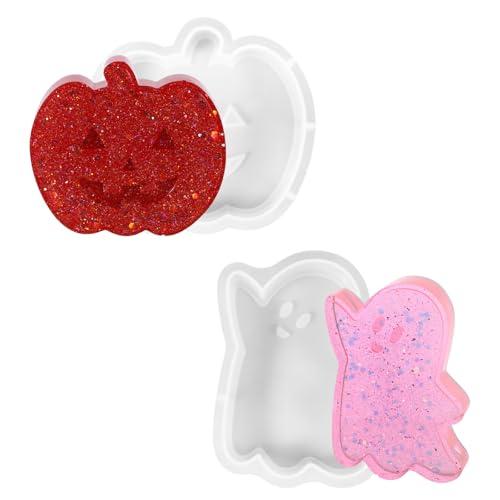 Halloween Silikonform Kürbis Geist, 2 Stück Silikonformen Gießformen Silikon 3D Geist Kürbis Silikonform Herbst, Kerzenformen zum Gießen Silikon Gießform für Halloween Tischdeko Kerze Seife DIY von Yuuchoringee