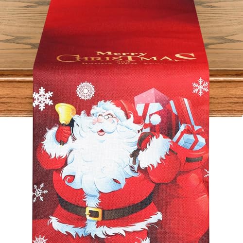 Tischläufer Weihnachten mit Weihnachtsmann Motiv, Tischläufer Rot Weihnachtstisch Deko, Festliche Weihnachtsdeko Tisch für Zuhause, Esszimmer und Party, Festlicher Weihnachtstischläufer (33 x 183cm) Tischläufer Weihnachten mit Weihnachtsmann Motiv, Tischläufer Rot Weihnachtstisch Deko, Festliche Weihnachtsdeko Tisch für Zuhause, Esszimmer und Party, Festlicher Weihnachtstischläufer (33 x 183cm) von Yuuchoringee