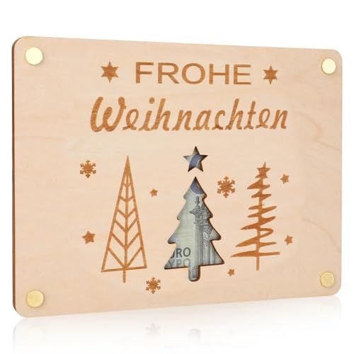 Yuuchoringee Geldgeschenk Weihnachten, Holz Verpackung für Geldgeschenke Weihnachten, Kreative Geldgeschenke Verpackung, Weihnachtskarte Geldgeschenk für Familie, Freunde und Kollegen (Stil A) von Yuuchoringee
