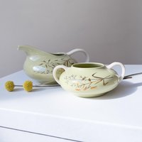 Vintage Franziskaner Milchkännchen Und Zuckerdose Set Gold-Weide-Weide-Design Vintage Franziskaner Milchkännchen Und Zuckerdose Set Gold-Weide-Weide-Design von YuuenCollection