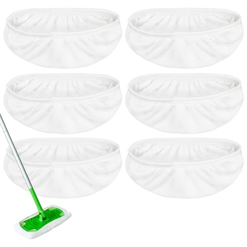 Bodenwischer Ersatzbezug Mikrofaser Kompatibel Mit Swiffer Sweeper, Wischmopp Ersatz Wiederverwendbare Moppköpfe für Nass und Trockengebrauch 6 Stück (Weiß) von Yuunaie