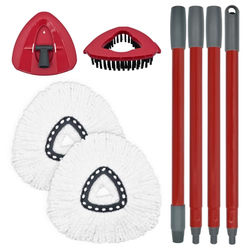 Bodenwischer Ersatzbezug Moppkopf Set Kompatibel mit EasyWring 1 Tank System, 2 Wischmopp Bezug Mikrofaser Wischmopp Ersatzkopf 1 Moppstiel 1 Basis und 1 Bürsten von Yuunaie