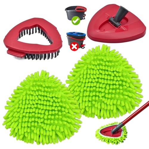 Wischmopp Ersatzköpfe Zubehörset Kompatibel mit Vileda 2 Wischmopp Bezug und 1 Scheuerbürste 1 Moppbasis Moppkopf Ersatz Waschbar und Wiederverwendbar von Yuunaie