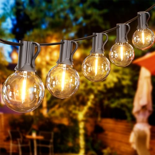 Yuusei Lichterkette Außen, 45,7M LED Lichterkette Outdoor 75 Birnen mit 2 Ersatzbirnen Warmweiß, IP45 Wasserdichte G40 Lichterkette Innen Aussenbeleuchtung für Garten, Balkon, Hochzeit, Terrasse von Yuusei