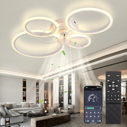 LED Deckenventilator Mit Beleuchtung Und Fernbedienung,60W Deckenlampe Mit Ventilator,85cm,4800lm Dimmbar Lampe Mit Ventilator,Modern Ceiling Fan 6-Gang,Reversibel Für Schlafzimmer Wohnzimmer Küche von YuveSeqin