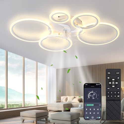 LED Deckenventilator Mit Beleuchtung Und Fernbedienung,80W Deckenlampe Mit Ventilator,100cm,6400lm Dimmbar Lampe Mit Ventilator,Modern Ceiling Fan 6-Gang,Reversibel Für Schlafzimmer Wohnzimmer Küche LED Deckenventilator Mit Beleuchtung Und Fernbedienung,80W Deckenlampe Mit Ventilator,100cm,6400lm Dimmbar Lampe Mit Ventilator,Modern Ceiling Fan 6-Gang,Reversibel Für Schlafzimmer Wohnzimmer Küche von YuveSeqin