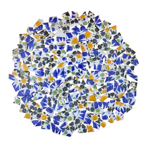 Yuvori 0,5 kg moderne abstrakte geometrische unregelmäßige Porzellan-Mosaikfliesen, DIY, handgefertigt, Badezimmer, Wohnzimmer, Küche, Backsplash, Outdoor (06, klein) von Yuvori