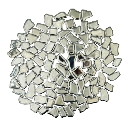 Yuvori Mosaikfliesen in verschiedenen Farben, 0,5 kg – Keramik, ideal für Bastelarbeiten, Badezimmer, Küche, Wohnzimmer, Garten und Outdoor-Dekoration (Silber, groß, unregelmäßig) von Yuvori