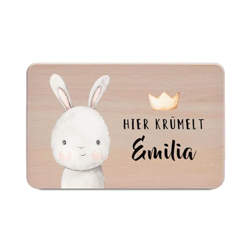 Hase Holzbrett mit Hochwertigem UV-Druck für Kinder personalisiertes Frühstücksbrettchen Motiv-Brettchen mit Namen und Tieren Safari von Yuweli