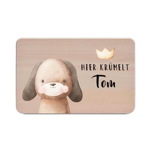 Hund Holzbrett mit Hochwertigem UV-Druck für Kinder personalisiertes Frühstücksbrettchen Motiv-Brettchen mit Namen und Tieren Safari von Yuweli
