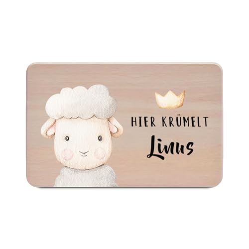 Schaf Holzbrett mit Hochwertigem UV-Druck für Kinder personalisiertes Frühstücksbrettchen Motiv-Brettchen mit Namen und Tieren Safari von Yuweli