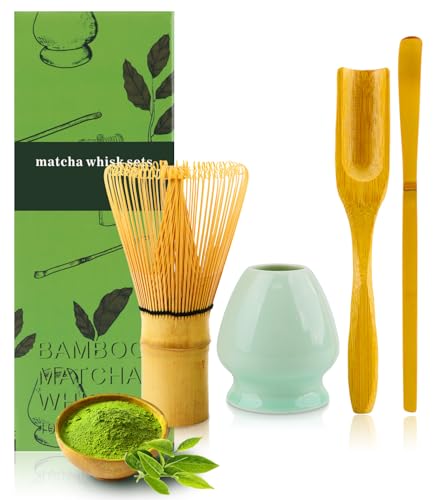 Yuxava Matcha-Set, MatchaTee Set 4er, Matcha Besen,Teanagoo Matcha Set, Matcha Tea Set, Matcha-Tee-Set für die Zubereitung von Frühstück/Matcha-Latte, Seladon-grün,Geschenk für Matcha-Liebhaber von Yuxava