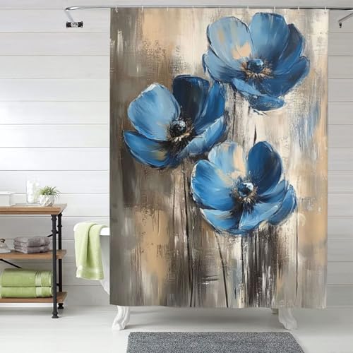 Duschvorhang Blume Duschvorhang 100 x 200 cm Blau mit Gewicht Saum und 12 Haken, Wasserdicht, Schnelltrocknend, Maschinen Waschbar Polyester Stoff Shower Curtains für Badezimmer, Badewanne 1Y-336 Duschvorhang Blume Duschvorhang 100 x 200 cm Blau mit Gewicht Saum und 12 Haken, Wasserdicht, Schnelltrocknend, Maschinen Waschbar Polyester Stoff Shower Curtains für Badezimmer, Badewanne 1Y-336 von Yuxeawue