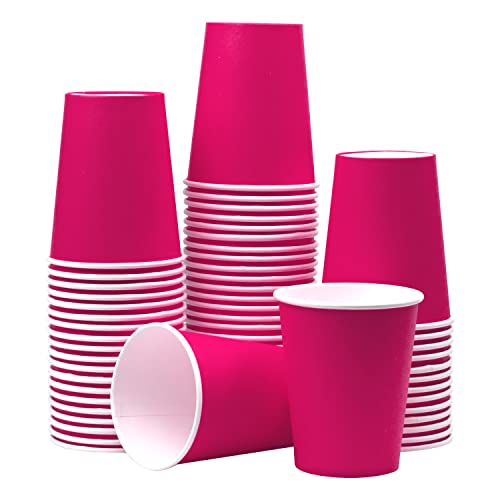 Yuxitia Einweg-Pappbecher, 60 Stück, rosa Pappbecher für Heimwerker, Hochzeit, Party, Picknick, Grillen, Reisen und Veranstaltungen, 237 ml, Hot Pink von Yuxitia