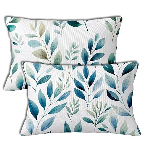 Kissenbezug 40x70 cm Smaragd Kissenbezüge Anlage Zierkissen 2er Set Rechteckig Couchkissen Zierkissenbezüge Leinen Sofa Dekokissen Kopfkissenbezug für Deko Wohnzimmer Gartenmöbel Geschenke h-1273 von Yuxoaoue