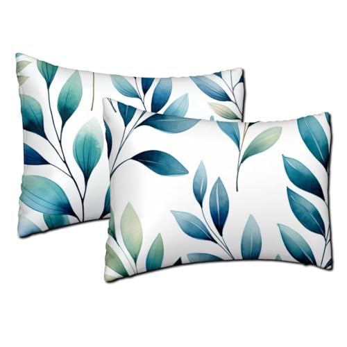 Smaragd Outdoor Kissen Wetterfest Blatt Kissenbezüge 40x80 cm Rechteckig Sofa Kissen 2 Stück Wasserfest Weicher Kurzplüsch Kopfkissenbezug für Balkon Terrasse Outdoor Garten Bauernhaus Dekor h-1272 von Yuxoaoue