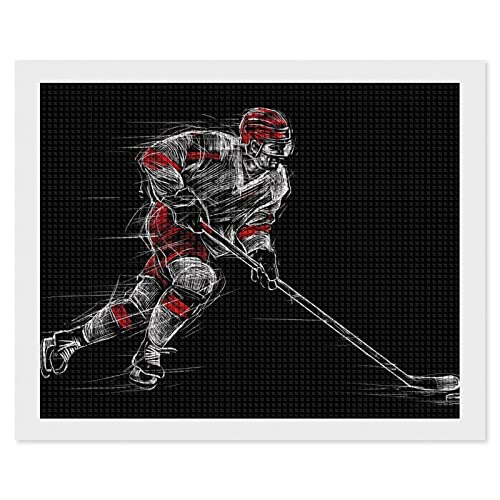 5D Diamond Painting Eishockey Kits, Malen Nach Zahlen Kreativset Für Kinder, Diamant Painting Bilder Erwachsene, Perfekt Wand Dekoration 40x50cm von Yuyuano