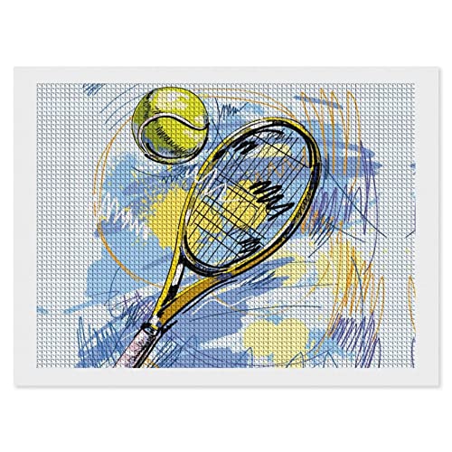 5D Diamond Painting Set Aquarell-Tennis Full Zubehör Malen Nach Zahlen Diamant Painting Für Kinder Mit Holzrahmen Arts Craft Home Wand-Decor 30x40cm von Yuyuano