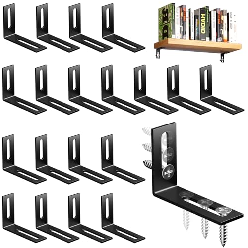 20 Stk Winkel Schwarz Metall,Winkelverbinder Langloch,Metallwinkel 90 Grad,60 X 40 mm Stuhlwinkel Verstellbare Befestigungswinkel,Montagewinkel L Regalwinke Für Tabelle Stuhl Bücherregal Schränke von Yuyueda
