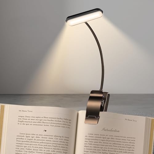 Leselampe mit Clip und 5 LEDs, 360° verstellbarer flexibler Hals, 3 AAA-Batterien NICHT enthalten, tragbare Nachtlampe für Bett, Schreibtisch, Kinder, Lernen (3 AAA NICHT enthalten) von YverLand