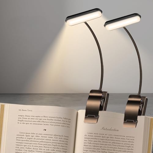 YverLand Leselampe mit Klemme – 5 LEDs, 360° flexibler Hals, USB wiederaufladbar, lange Akkulaufzeit, tragbar für Bett, Schreibtisch, Kinderzimmer & Studium (Wiederaufladbarer Akku x 2) von YverLand