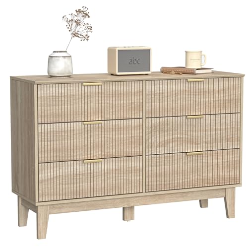 Yvsevnr Kommode mit 6 Schubladen Holz Kommode Schlafzimmer Sideboard mit viel Stauraum Schubladenschrank für Schlafzimmer, Wohnzimmer, Flur, Kinderzimmer, Jugendzimmer und Büro 120 x 40 x 80 cm von Yvsevnr