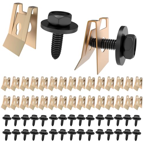 Yvyan 60 Stück Blechmutter Schraube Mutter Clip Kit, Feder Blechnmutter und U Typ Karosserieschrauben, Kotflügelclip Klemmen Sechskantschrauben Metallschalenclip für Auto Yvyan 60 Stück Blechmutter Schraube Mutter Clip Kit, Feder Blechnmutter und U Typ Karosserieschrauben, Kotflügelclip Klemmen Sechskantschrauben Metallschalenclip für Auto von Yvyan
