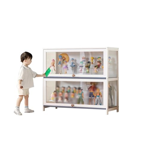 Ywanwj vitrinenschrank Wohnzimmer Schrank mit glastüren Bambus-Aufbewahrungsschrank, Acryl-Sammlungsvitrine,1~5 Lagen H73cm staubdichte Glasvitrine, Großer Kapazität Klare Regal Vitrine von Ywanwj