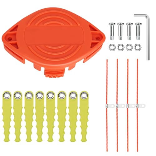 Yweller 18 Stücke A6481 A6485 Trimmermesser im Doppelklinge passend für Black+Decker ST1823,STC1820,STC1815,STC1820PC,STC184,GL280,GL301 Akku-Rasentrimmer mit Auto Feed,mit Extra starker Nachfüllfaden von Yweller