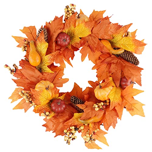 Ywlake Herbstkranz für Haustürdekoration, Herbstkranz mit künstlichem Ahornblatt, Ernte-Kürbisse, Tannenzapfen, Kranz für Thanksgiving, Kamin, Fenster, Dekoration, 38,1 cm Ywlake Herbstkranz für Haustürdekoration, Herbstkranz mit künstlichem Ahornblatt, Ernte-Kürbisse, Tannenzapfen, Kranz für Thanksgiving, Kamin, Fenster, Dekoration, 38,1 cm von Ywlake