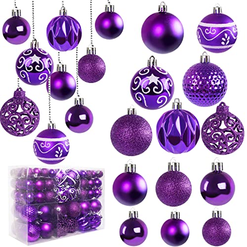 Ywlake Weihnachtskugel Ornamente Set für , 100-pcs Weihnachtsbaum Dekorationen Bruchfeste für Neujahrsparty Hochzeit Feiertag Weihnachtsdekoration (Lila) von Ywlake