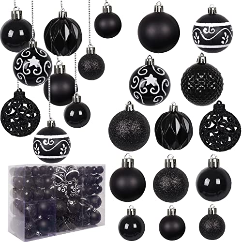 Ywlake Weihnachtskugel Ornamente Set für Weihnachtsbaum, 100-pcs Dekorationen Bruchfeste für Neujahrsparty Hochzeit Feiertag Weihnachtsdekoration (schwarz) von Ywlake