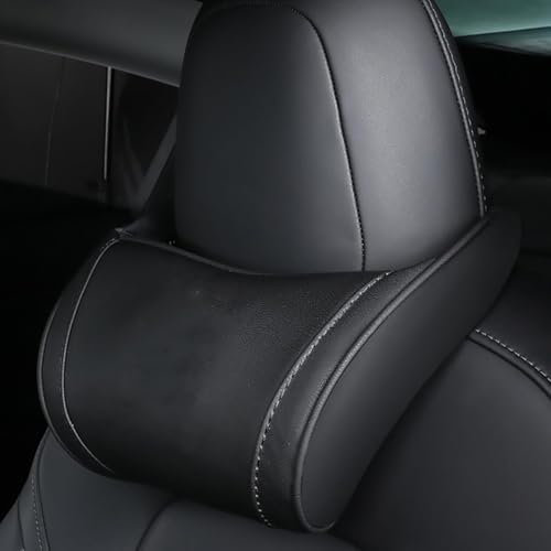 Ywooon Autositzhalshalterkissen für Tesla Model Y Model 3 Model X Model S Kopfstütze Kissen Kissenkissen zum Antrieb der Kopfstütze Entspannen Sie mit einstellbarem Riemen, 1pc Schwarz von Ywooon