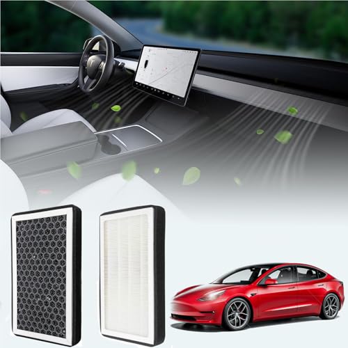 Ywooon Luftfilter für Tesla Model 3 Model Y Aktivkohlefilter, HEPA-Innenraumluftfilter, Klimaanlagen-Einlassfilter, Kabine Innenraumfilter Ersatz des Luftfilters für Tesla Model 3 Model Y (2 Pack) von Ywooon