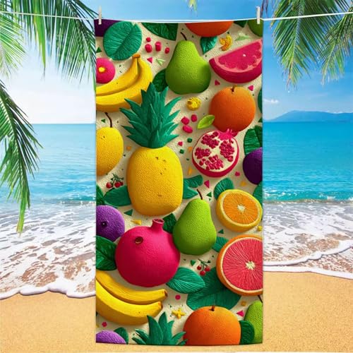 Mikrofaser Handtuch Gelb Strandtuch Obst Strandtuch xxl 70x140cm, Strandmatte Wasserabsorbierend Schnell Trocknendes Weiches Leichtes Sandfreies Pflegeleicht für Reise Urlaub Schwimmen & GYM XH-338 von Yxeoodnn