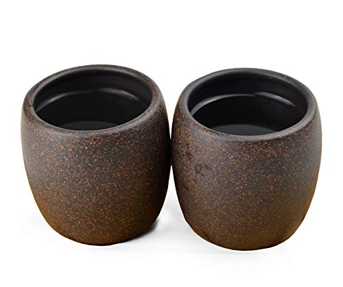 Teacup 2 Stück chinesische Yixing-Ton-Tassen aus echtem schwarzem Sand Heijingan Zisha GongfuTeetassen (runde Trommel) von Yxhupot